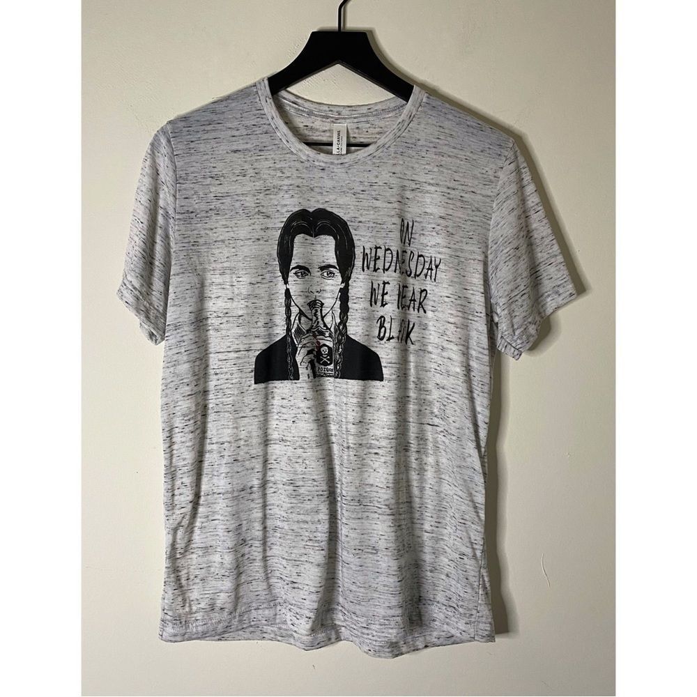 On Wednesday We Wear Black Screen Print Tee Size M